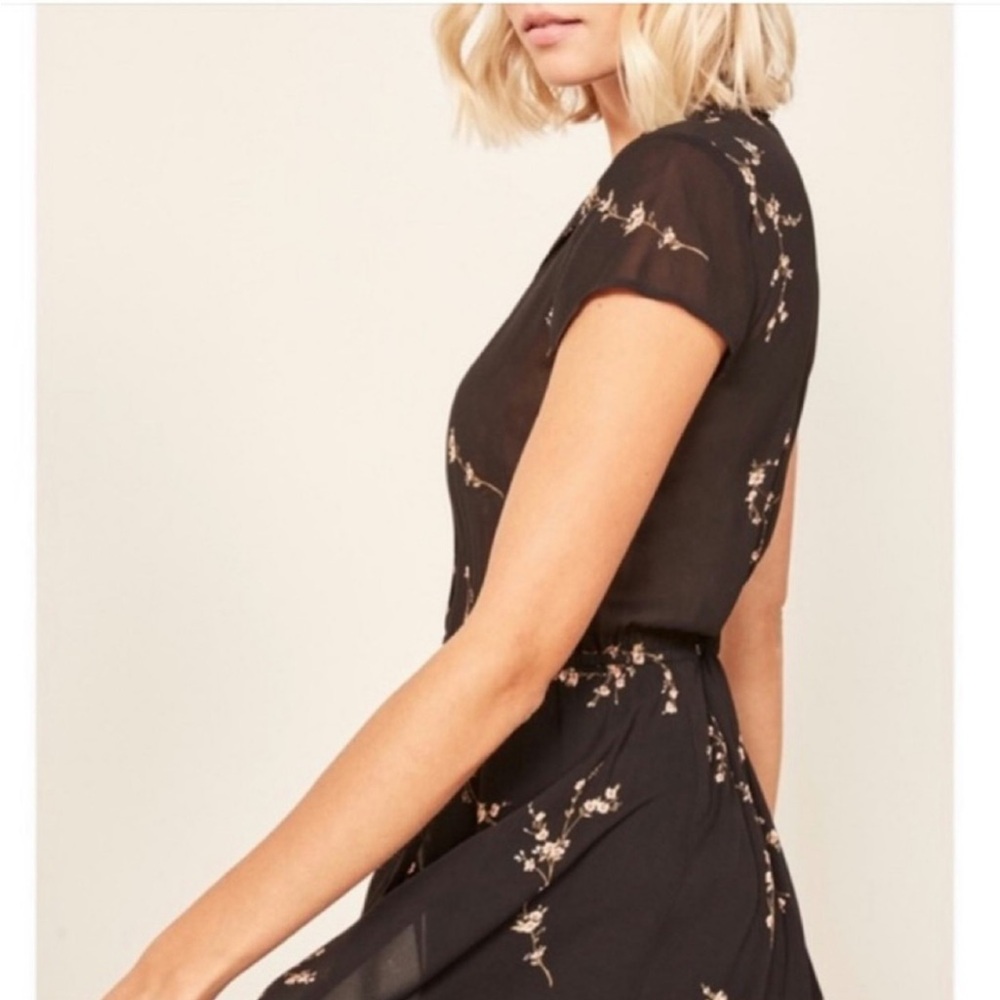 Reformation Floral Black Dress sz 8 - Picture 5 of 7